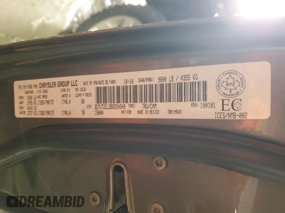 2011 Ram 2500 Laramie with VIN 3D7UT2CL2BG534549, listed as a Copart auction lot 43618615 with 262,405 mi miles and Salvage title. Bid and sale history available at DreamBid. Image 12.