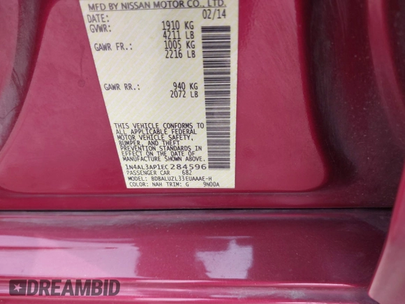 2014 Nissan Altima S with VIN 1N4AL3AP1EC284596, listed as a IAAI auction lot 41834905 with 107,387 mi miles and . Bid and sale history available at DreamBid. Image 9.