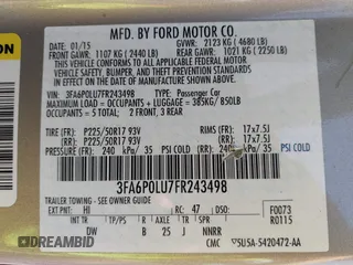 2015 Ford Fusion SE Hybrid with VIN 3FA6P0LU7FR243498, listed as a IAAI auction lot 42719986 with 345,098 mi miles and . Bid and sale history available at DreamBid. Image 9.