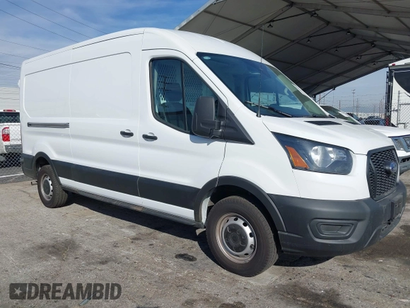 2023 Ford Transit Cargo with VIN 1FTBR1C85PKC08945, listed as a IAAI auction lot 41385685 with 5,577 mi miles and . Bid and sale history available at DreamBid. Image 1.