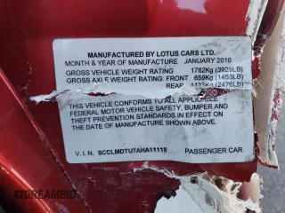 2010 Lotus Evora 2+2 z VIN SCCLMDTU7AHA11119, wystawiony jako Copart lot #81181494 z przebiegiem 25 144 mil mil oraz Szkody całkowita. Historia ofert i sprzedaży dostępna na DreamBid. Obrazek 13.