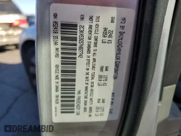 2007 Chrysler 300 Touring with VIN 2C3KA53G57H827742, listed as a Copart auction lot 43478925 with 159,444 mi miles and Clean Title. Bid and sale history available at carsss.com. Image 12.