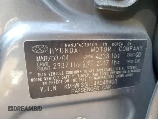 2004 Hyundai Sonata GLS with VIN KMHWF35H14A048403, listed as a Copart auction lot 50827595 with 135,006 mi miles and Salvage Title. Bid and sale history available at carsss.com. Image 12.