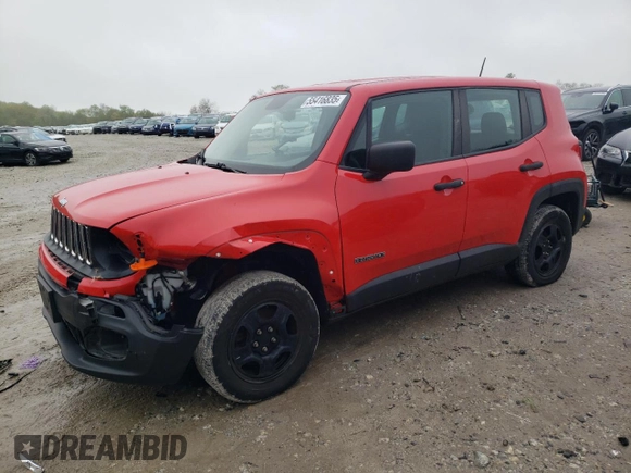 2017 Jeep Renegade Sport with VIN ZACCJBAB9HPG53518, listed as a Copart auction lot 55416835 with 116,123 mi miles and Salvage title. Bid and sale history available at DreamBid. Image 1.