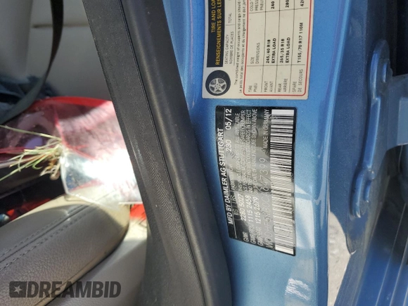 2012 Mercedes-Benz E 350 Luxury with VIN WDDHF5KB0CA647399, listed as a Copart auction lot 53470335 with Not provided miles and Salvage title. Bid and sale history available at DreamBid. Image 13.