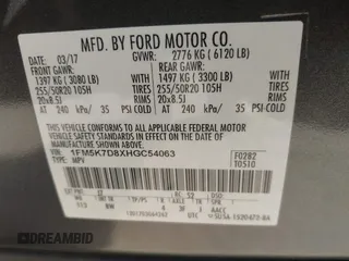 2017 Ford Explorer XLT z VIN 1FM5K7D8XHGC54063, wystawiony jako IAAI lot #42076830 z przebiegiem 115 686 mil mil oraz . Historia ofert i sprzedaży dostępna na DreamBid. Obrazek 9.