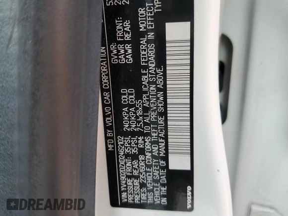 2013 Volvo XC60 T6 with VIN YV4902DZXD2462102, listed as a Copart auction lot 61441065 with 165,556 mi miles and Salvage title. Bid and sale history available at DreamBid. Image 13.