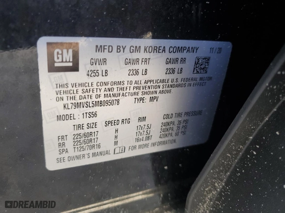 2021 Chevrolet TrailBlazer ACTIV with VIN KL79MVSL5MB095078, listed as a Copart auction lot 76811524 with 0 mi miles and Non Repairable. Bid and sale history available at carsss.com. Image 13.