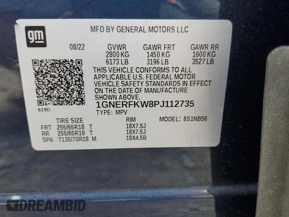 2023 Chevrolet Traverse LS z VIN 1GNERFKW8PJ112735, wystawiony jako Copart lot #60020405 z przebiegiem 72 912 mil mil oraz Szkoda całkowita • Salvage title. Historia ofert i sprzedaży dostępna na DreamBid. Obrazek 13.