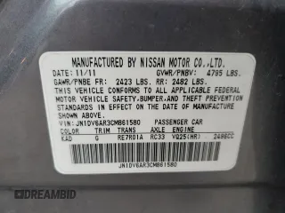 2012 Infiniti G25 x with VIN JN1DV6AR3CM861580, listed as a Copart auction lot 76284164 with 80,222 mi miles and Clean Title. Bid and sale history available at carsss.com. Image 12.