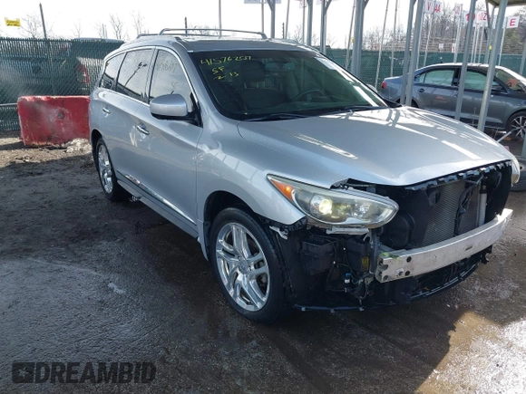 2013 Infiniti JX35 z VIN 5N1AL0MM3DC334693, wystawiony jako IAAI lot #41576207 z przebiegiem 113 677 mil mil oraz . Historia ofert i sprzedaży dostępna na DreamBid. Obrazek 1.