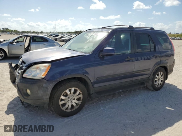2005 Honda CR-V EX with VIN SHSRD78865U346215, listed as a Copart auction lot 53931105 with 170,438 mi miles and Salvage Title. Bid and sale history available at carsss.com. Image 1.