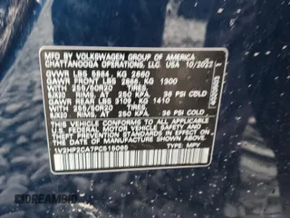 2023 Volkswagen Atlas SE z VIN 1V2HP2CA7PC515065, wystawiony jako Copart lot #57338515 z przebiegiem Nie podano mil oraz Szkoda całkowita • Salvage title. Historia ofert i sprzedaży dostępna na DreamBid. Obrazek 14.