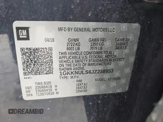2018 GMC Acadia SLT z VIN 1GKKNULS6JZ238953, wystawiony jako IAAI lot #42097743 z przebiegiem 74 537 mil mil oraz . Historia ofert i sprzedaży dostępna na DreamBid. Obrazek 9.