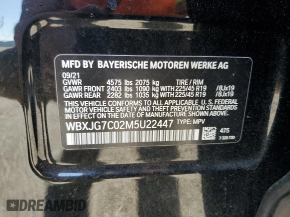 2021 BMW X1 sDrive28i z VIN WBXJG7C02M5U22447, wystawiony jako Copart lot #52927285 z przebiegiem 45 128 mil mil oraz Szkody całkowita. Historia ofert i sprzedaży dostępna na DreamBid. Obrazek 13.