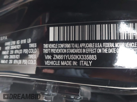 2019 Maserati Levante S z VIN ZN661YUS0KX335883, wystawiony jako IAAI lot #41575823 z przebiegiem 71 080 mil mil oraz . Historia ofert i sprzedaży dostępna na DreamBid. Obrazek 9.