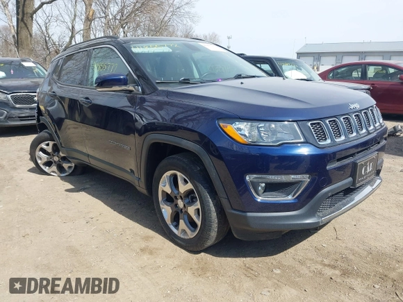 2018 Jeep Compass Limited with VIN 3C4NJDCB5JT259434, listed as a IAAI auction lot 41855772 with 57,333 mi miles. Bid and sale history available at carsss.com. Image 1.