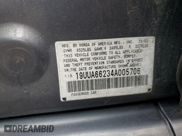 2004 Acura TL with VIN 19UUA66234A005706, listed as a Copart auction lot 50957245 with 98,055 mi miles and Salvage Title. Bid and sale history available at carsss.com. Image 12.