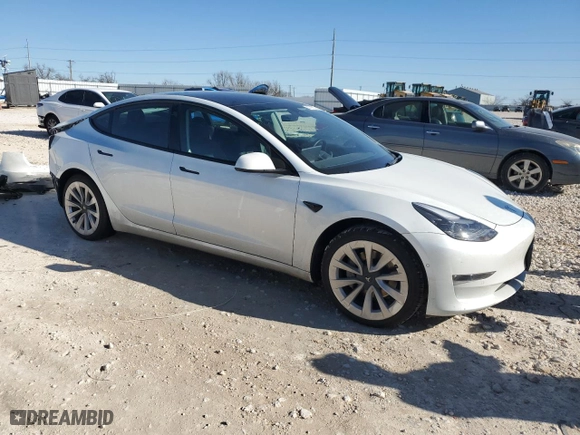 2022 Tesla Model 3 Long Range with VIN 5YJ3E1EB2NF277448, listed as a Copart auction lot 47970765 with 53,055 mi miles and Salvage Title. Bid and sale history available at carsss.com. Image 4.