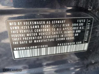 2013 Volkswagen Golf TDI w/Sunroof & Nav with VIN WVWNM7AJ0DW119096, listed as a Copart auction lot 51337595 with 218,156 mi miles and Clean Title. Bid and sale history available at carsss.com. Image 12.
