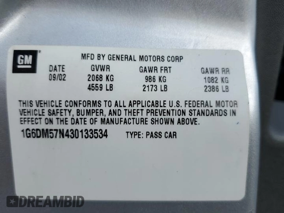 2003 Cadillac CTS with VIN 1G6DM57N430133534, listed as a Copart auction lot 72477954 with 131,181 mi miles and Salvage Title. Bid and sale history available at carsss.com. Image 14.