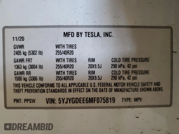 2021 Tesla Model Y Long Range with VIN 5YJYGDEE6MF075819, listed as a Copart auction lot 50903425 with 67,857 mi miles and Salvage Title. Bid and sale history available at DreamBid. Image 12.