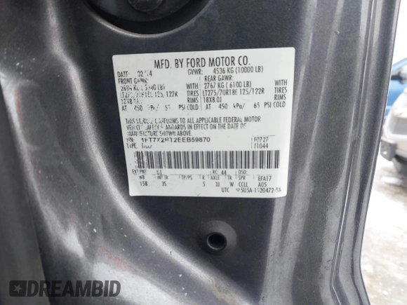 2014 Ford F-250 XLT with VIN 1FT7X2BT2EEB59870, listed as a IAAI auction lot 41355792 with 191,891 mi miles and . Bid and sale history available at DreamBid. Image 9.
