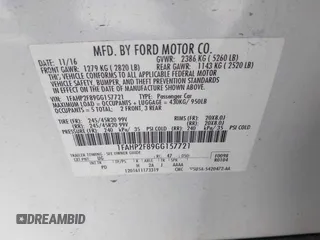 2016 Ford Taurus Limited z VIN 1FAHP2F89GG157721, wystawiony jako IAAI lot #42358132 z przebiegiem 108 384 mil mil oraz . Historia ofert i sprzedaży dostępna na DreamBid. Obrazek 9.