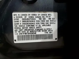 2005 Honda Pilot LX z VIN 2HKYF18175H556546, wystawiony jako Copart lot #56943435 z przebiegiem 163 377 mil mil oraz Szkoda całkowita • Salvage title. Historia ofert i sprzedaży dostępna na DreamBid. Obrazek 13.