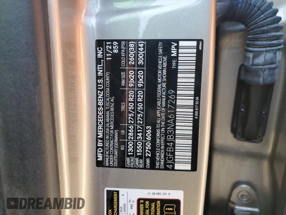 2022 Mercedes-Benz GLE 350 z VIN 4JGFB4JB3NA617269, wystawiony jako Copart lot #55724175 z przebiegiem 50 050 mil mil oraz Szkoda całkowita • Salvage title. Historia ofert i sprzedaży dostępna na DreamBid. Obrazek 13.