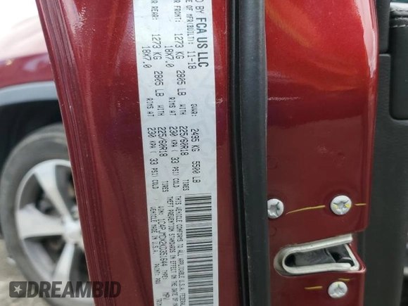 2019 Jeep Cherokee Limited z VIN 1C4PJMDX2KD351644, wystawiony jako Copart lot #55342865 z przebiegiem 65 570 mil mil oraz Szkoda całkowita • Salvage title. Historia ofert i sprzedaży dostępna na DreamBid. Obrazek 12.