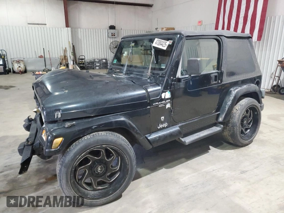 2001 Jeep Wrangler Sport with VIN 1J4FA49S01P352257, listed as a Copart auction lot 47084425 with 114,414 mi miles and Salvage Title. Bid and sale history available at carsss.com. Image 1.