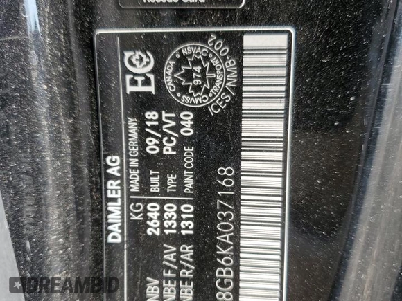 2019 Mercedes-Benz S-Class S 560 with VIN WDDXJ8GB6KA037168, listed as a Copart auction lot 68624014 with 0 mi miles and Clean Title. Bid and sale history available at carsss.com. Image 12.