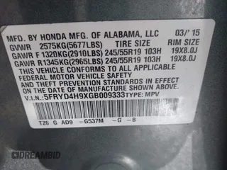 2016 Acura MDX w/Advance with VIN 5FRYD4H9XGB009333, listed as a IAAI auction lot 41799106 with 143,192 mi miles. Bid and sale history available at carsss.com. Image 9.