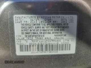 2019 Nissan Sentra S with VIN 3N1AB7APXKY381418, listed as a Copart auction lot 50058955 with 98,804 mi miles and Salvage Title. Bid and sale history available at DreamBid. Image 12.
