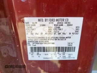 2009 Ford F-150 STX with VIN 1FTRX12879KC61168, listed as a Copart auction lot 52399755 with 197,923 mi miles and Clean Title. Bid and sale history available at carsss.com. Image 12.