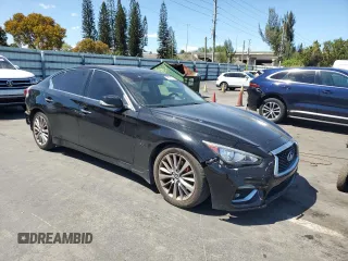 2018 Infiniti Q50 Luxe with VIN JN1EV7AP7JM350153, listed as a Copart auction lot 49594995 with 114,375 mi miles and Salvage title. Bid and sale history available at DreamBid. Image 4.