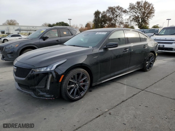 2021 Cadillac CT5 V-Series with VIN 1G6DR5RWXM0148046, listed as a Copart auction lot 80179113 with 20,919 mi miles. Bid and sale history available at carsss.com. Image 1.