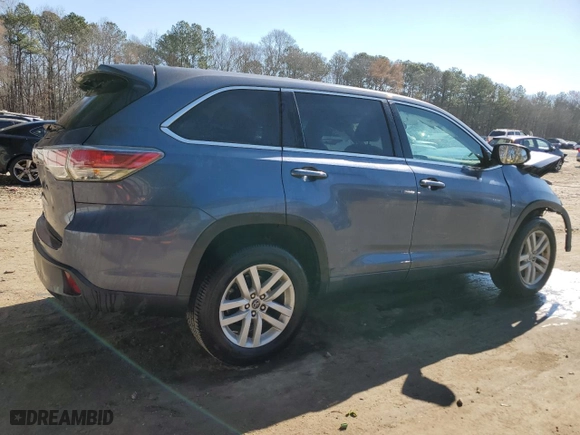 2016 Toyota Highlander LE with VIN 5TDZARFH3GS022622, listed as a Copart auction lot 46581685 with 107,316 mi miles and Salvage Title. Bid and sale history available at carsss.com. Image 3.