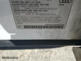 2018 Audi Q3 Premium with VIN WA1ECCFSXJR021243, listed as a Copart auction lot 87880055 with 90,894 mi miles and Salvage Title. Bid and sale history available at carsss.com. Image 15.