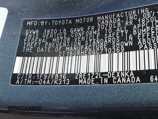 2016 Toyota Corolla L с VIN 2T1BURHE0GC710369, выставлен на аукционе IAAI как лот 42502045 с пробегом 156 539 миль миль и . История ставок и продаж доступна на DreamBid. Изображение 9.