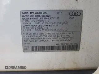 2017 Audi Q3 Prestige with VIN WA1GCCFS3HR015402, listed as a Copart auction lot 87809225 with 35,473 mi miles and Salvage Title. Bid and sale history available at carsss.com. Image 15.