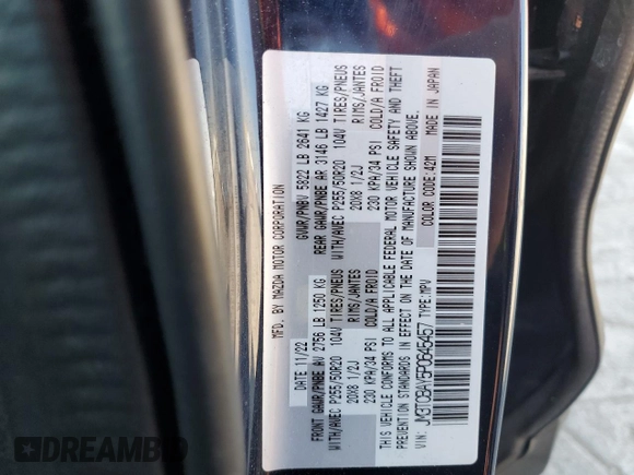 2023 Mazda CX-9 Touring Plus with VIN JM3TCBAY5P0645457, listed as a Copart auction lot 49385325 with 45,527 mi miles and Salvage title. Bid and sale history available at DreamBid. Image 14.