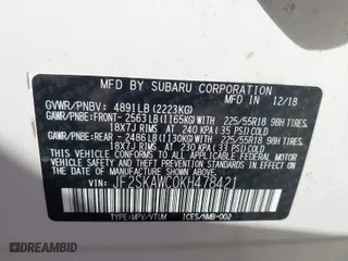 2019 Subaru Forester Touring with VIN JF2SKAWC0KH478421, listed as a IAAI auction lot 41198353 with 10,754 mi miles. Bid and sale history available at carsss.com. Image 9.