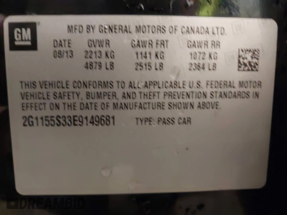 2014 Chevrolet Impala LTZ with VIN 2G1155S33E9149681, listed as a IAAI auction lot 41640054 with 194,280 mi miles and . Bid and sale history available at DreamBid. Image 9.