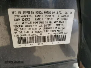 2005 Acura RL z VIN JH4KB16555C002164, wystawiony jako Copart lot #54937525 z przebiegiem 185 631 mil mil oraz Szkody całkowita. Historia ofert i sprzedaży dostępna na DreamBid. Obrazek 12.