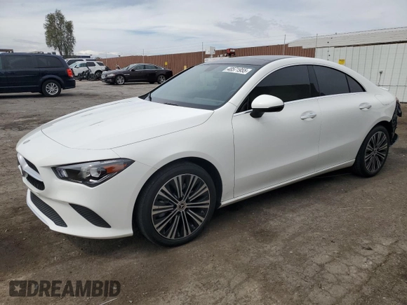 2023 Mercedes-Benz CLA 250 with VIN W1K5J4GB4PN362160, listed as a Copart auction lot 48571955 with 19,245 mi miles and Salvage Title. Bid and sale history available at DreamBid. Image 1.