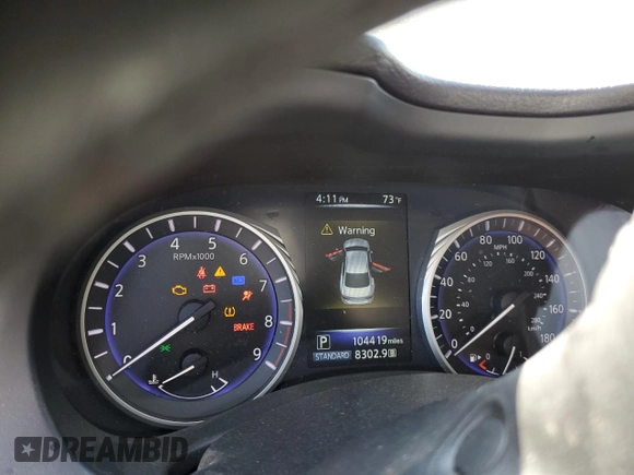2015 Infiniti Q50 with VIN JN1BV7AR9FM405679, listed as a Copart auction lot 55884795 with 104,419 mi miles and Salvage title. Bid and sale history available at DreamBid. Image 9.