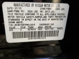 2015 Infiniti Q50 Sport with VIN JN1BV7AR7FM414915, listed as a Copart auction lot 59598875 with 168,160 mi miles and Salvage title. Bid and sale history available at DreamBid. Image 12.