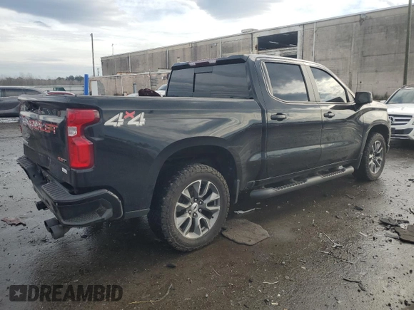 2021 Chevrolet Silverado 1500 RST with VIN 1GCUYEEL8MZ225519, listed as a Copart auction lot 43184385 with 71,378 mi miles and Salvage Title. Bid and sale history available at carsss.com. Image 3.